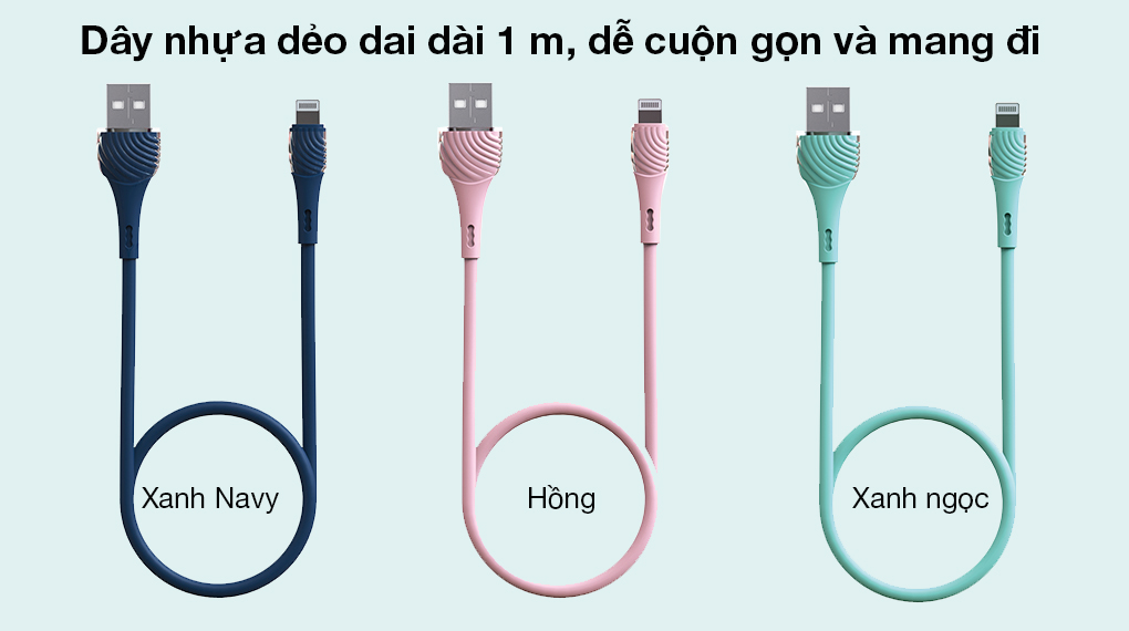 Cáp Lightning 1m Hydrus CS-C-021 - Vỏ dây nhựa chắc chắn, độ dài 1 m, dễ cuộn gọn và mang theo bên mình mọi lúc