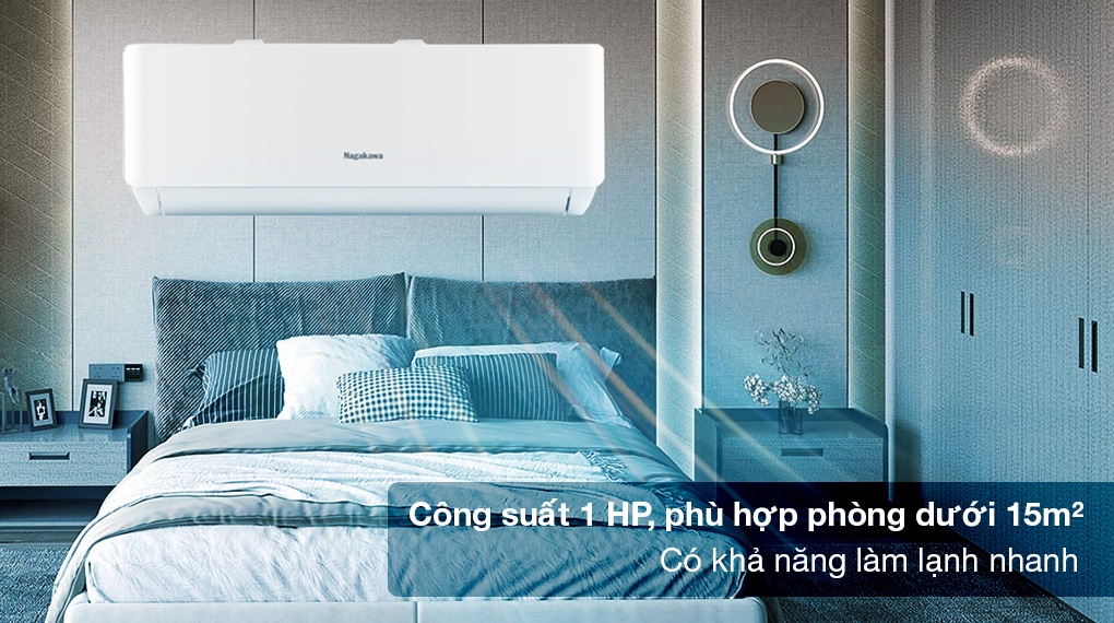 Máy lạnh Nagakawa Inverter 1 HP NIS-C09R2T28 - Công suất 1 HP, phù hợp phòng dưới 15m2, trang bị tính năng làm lạnh nhanh