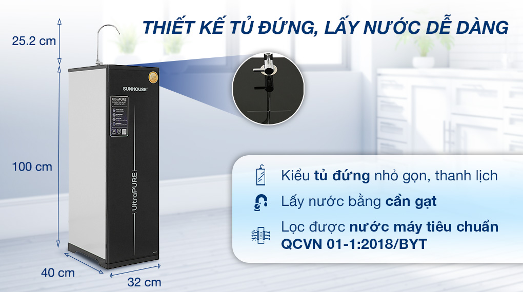 Máy lọc nước RO Sunhouse UltraPURE SHA8810K 10 lõi - Thiết kế