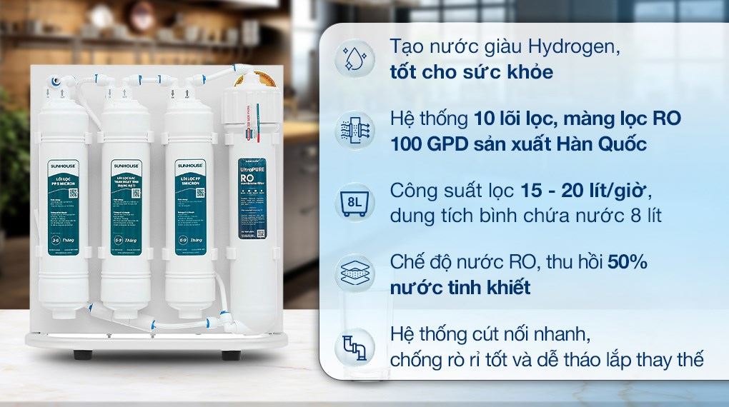 Máy lọc nước RO Sunhouse SHA8201KV 10 lõi - Tổng quan