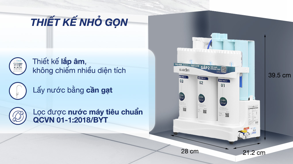 Máy lọc nước RO Karofi KAQ-US08 10 lõi - Thiết kế