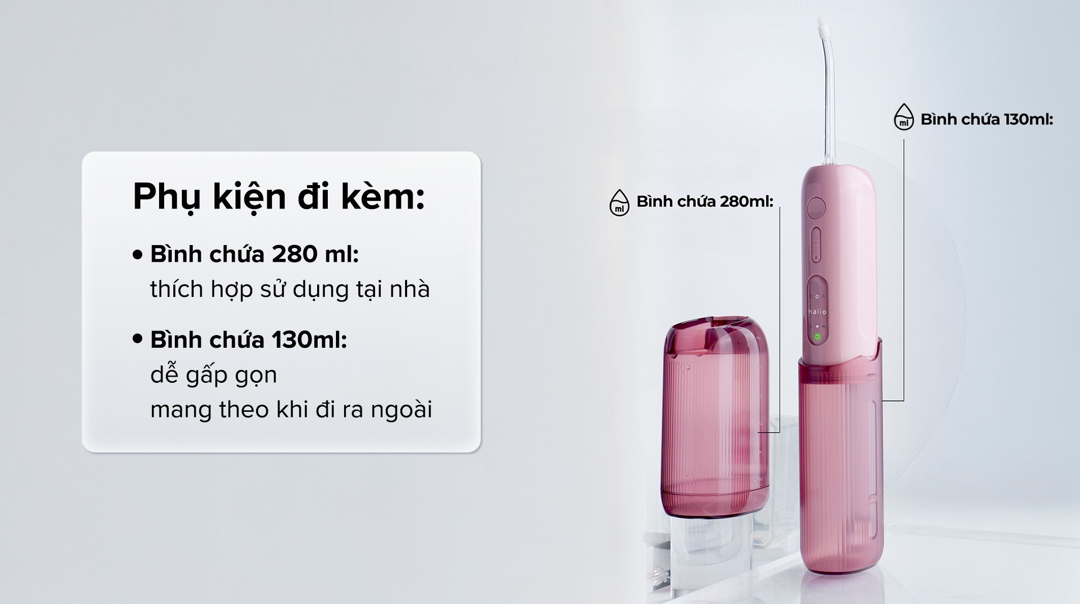 Máy tăm nước Halio UltraClean Express Hydro Floss Ocean Blue - Bình chứa