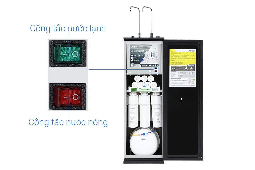 Máy lọc nước RO nóng nguội lạnh Hydrogen ion kiềm Kangaroo KGHC11A4 11 lõi - Số lõi