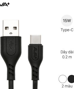 Cáp sạc và truyền dữ liệu USB-A - Type-C 15W 0.2m AVA+ DS06C