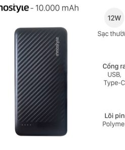 Pin sạc dự phòng Polymer 10000mAh Type C 12W Innostyle PowerSmart IP12SABLK