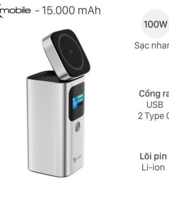 Pin sạc dự phòng 15000mAh Không dây Magnetic Qi2 Type C PD QC 3.0 100W Xmobile JP339