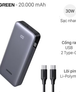 Pin sạc dự phòng Polymer 20000mAh Type C PD QC 3.0 30W Ugreen PB532
