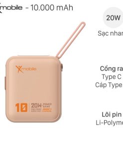 Pin sạc dự phòng Polymer 10000mAh Type C PD 20W Xmobile DS2054B kèm Cáp Type C