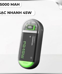 Pin sạc dự phòng Polymer 15000mAh Type C PD QC 45W IDMIX P15CIPRO kèm cáp Lightning và Type-C - Xám