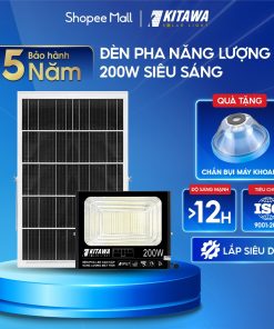 Đèn Pha Năng Lượng Mặt Trời Kitawa 200W BDP26.200 Bảo Hành 3 Năm Chống Nước