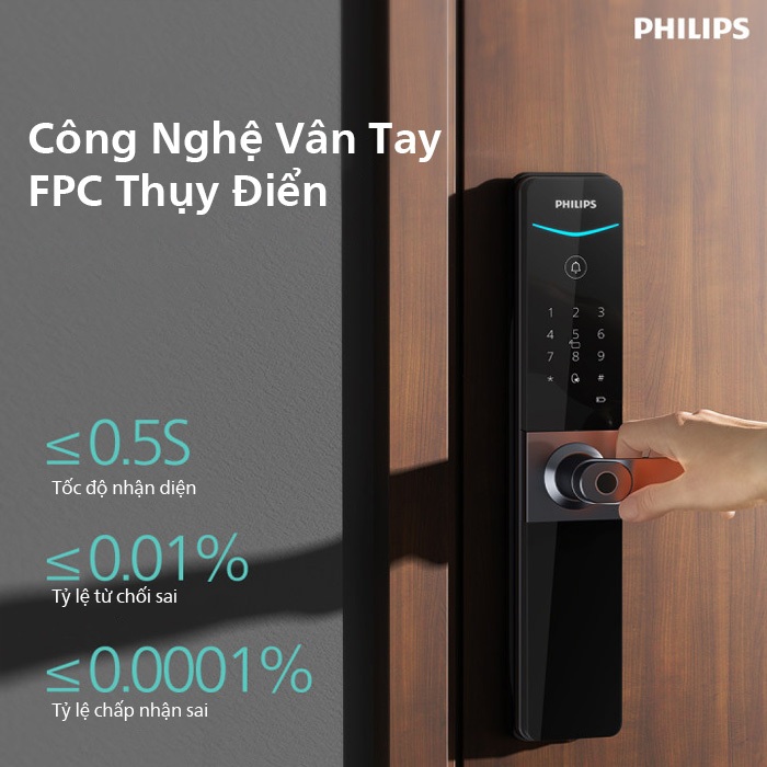 Khóa cửa Philips DDL610-5HBS vân tay siêu nhạy, mật khẩu, thẻ từ, chìa cơ, app wifi - Ảnh 3