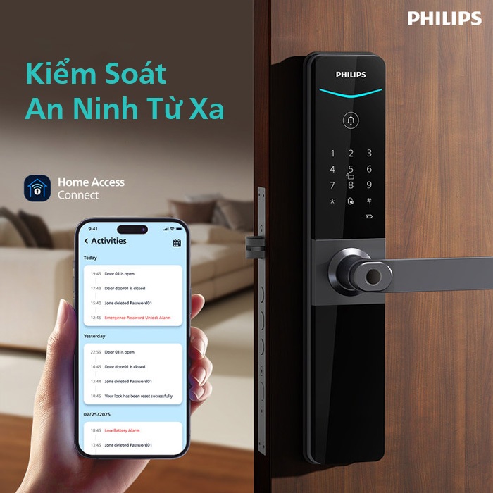 Khóa cửa Philips DDL610-5HBS vân tay siêu nhạy, mật khẩu, thẻ từ, chìa cơ, app wifi - Ảnh 6