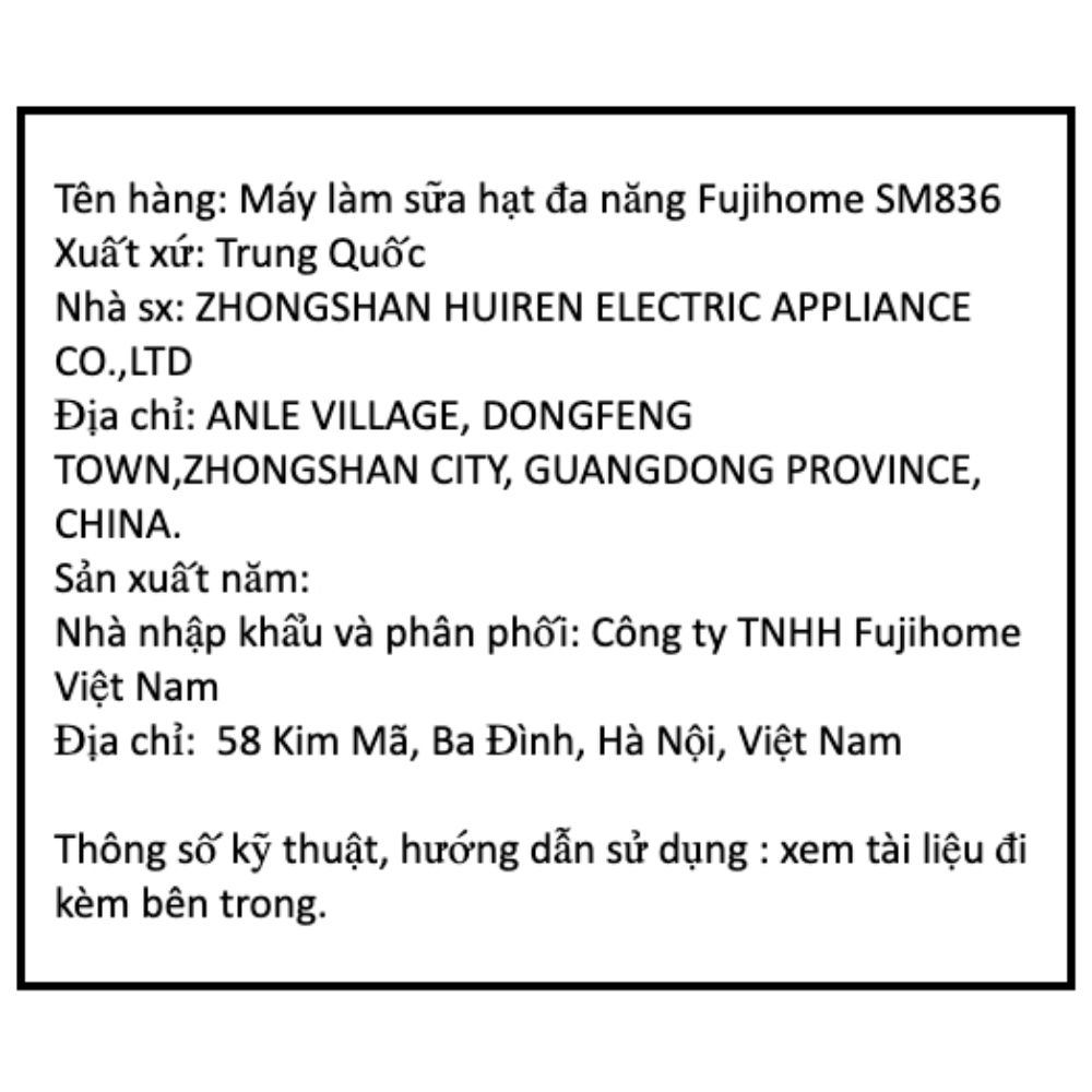 Máy làm sữa hạt đa năng Fujihome SM836 - Ảnh 16