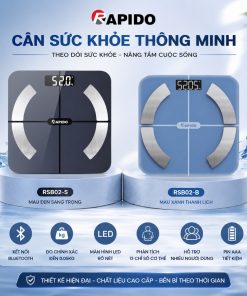 Cân điện tử thông minh đo sức khỏe Rapido RSB07-S đo 20 chỉ số